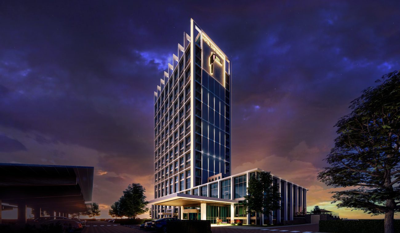 Nachtimpressie van het nieuwgebouwde Van der Valk Hotel Zoetermeer, met moderne architectuur en sfeervolle verlichting van de gevel en entree.